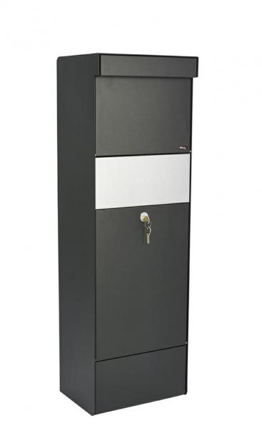 Allux Grundform Paketbriefkasten in schwarz, mit 4 wechselbaren Frontplatten